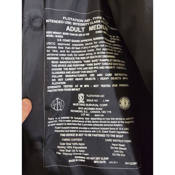 Mustang Survival Jacket MJ6224 - Medium - Picture 4 of 8